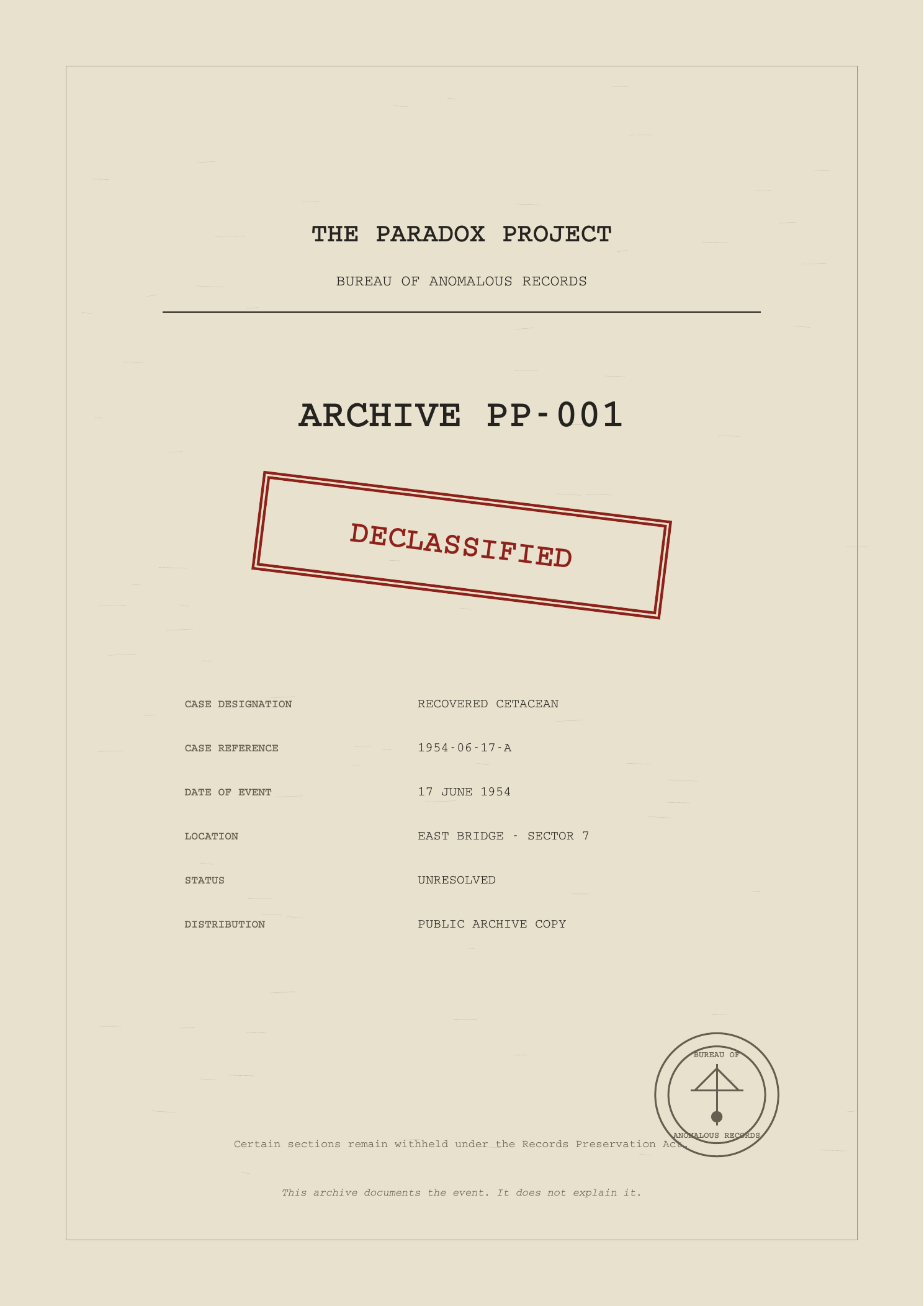 Declassified report page 1 of 5
